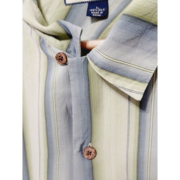 Tommy Bahama Men's Green Striped Short Sleeve Button Up Relax Shirt Large - Picture 4 of 8